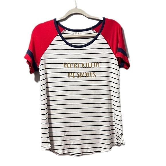Baseball your ki llin me smalls women tee small stripes up cycle - Picture 1 of 5